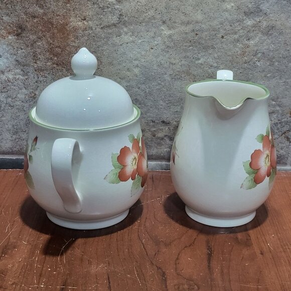 Vintage Keltcraft by Noritake Wild Rose Creamer & Sugar Set Ireland - Picture 6 of 10